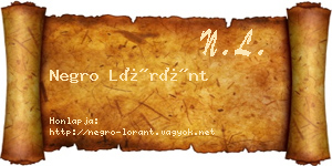 Negro Lóránt névjegykártya